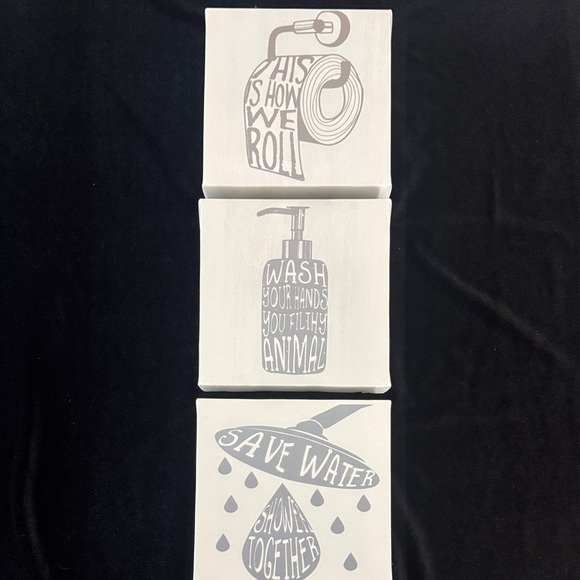 Silver Bath Accessory Set and Wall Art - Picture 2 of 4